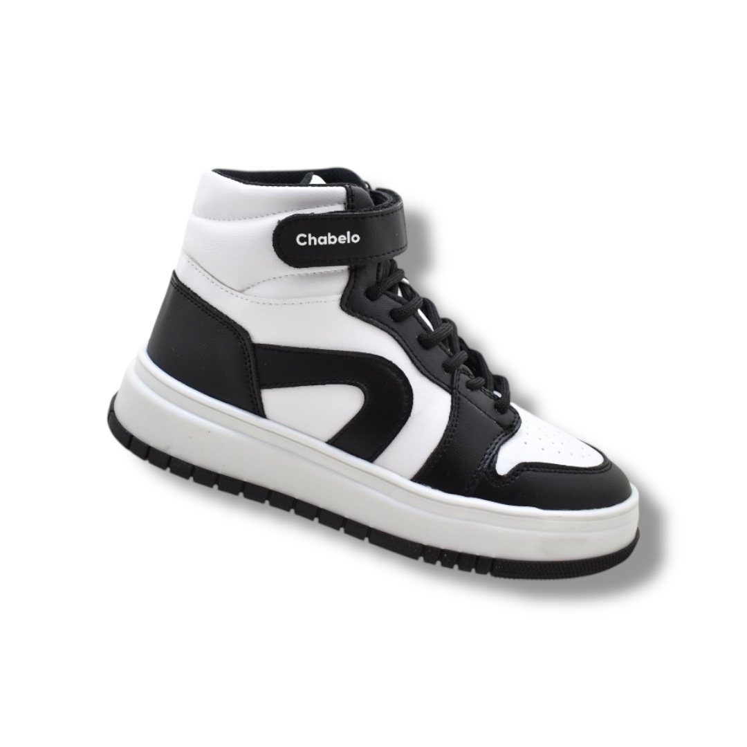 TENIS CHABELO HIGH TOP BLANCO CON NEGRO Y VERDE CON NEGRO - Imagen 2