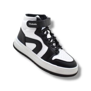 TENIS CHABELO HIGH TOP BLANCO CON NEGRO Y VERDE CON NEGRO