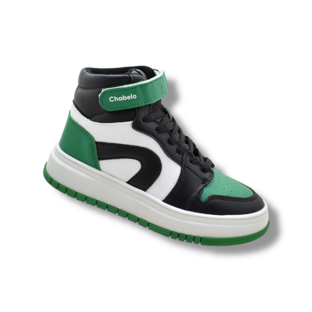 TENIS CHABELO HIGH TOP BLANCO CON NEGRO Y VERDE CON NEGRO - Imagen 4